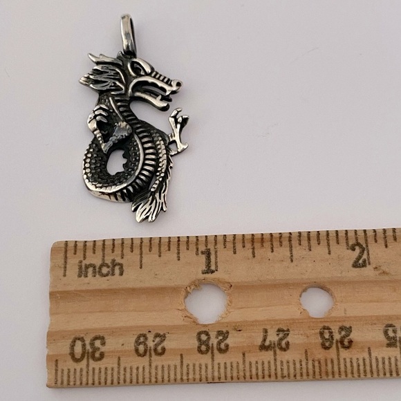 Unisex dragon pendant 925 silver - Picture 4 of 5